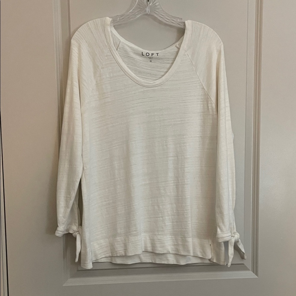 LOFT Women's Cream Tie-Sleeve Sweatshirt